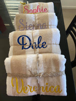 Towel embroidery - NAME ONLY. (Towel not included)2 inches high